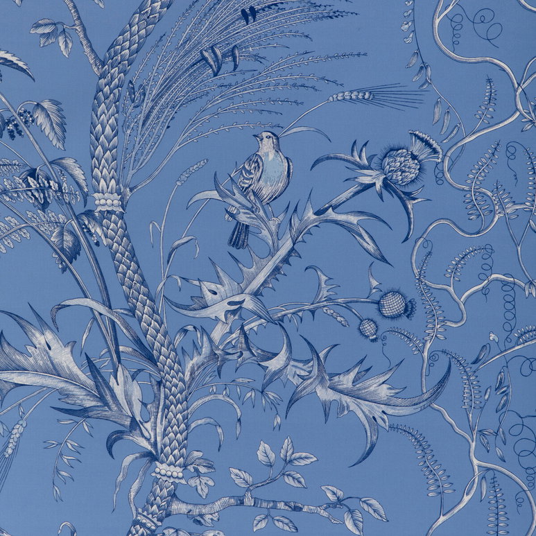 Brunschwig &amp; Fils Bird And Thistle II Blue Fabric