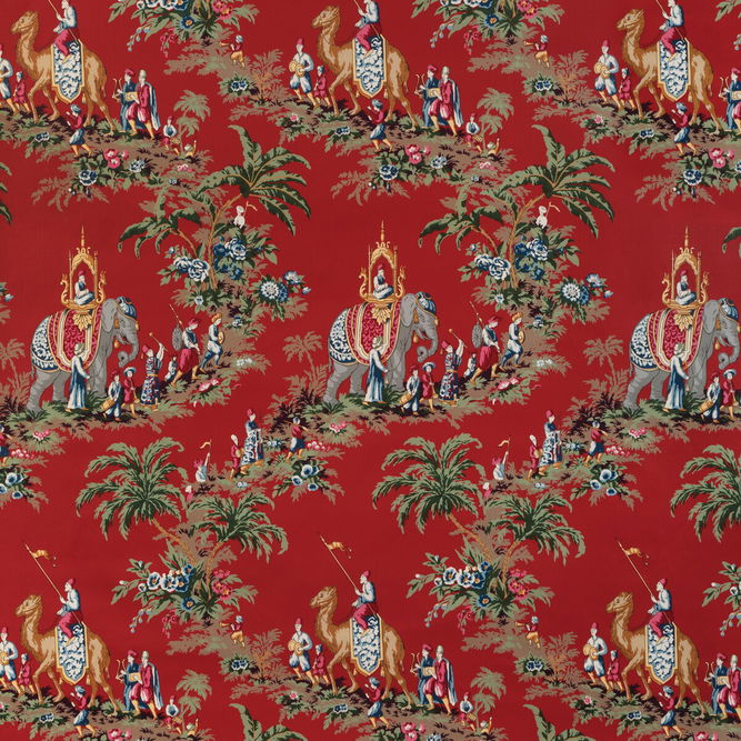 Brunschwig &amp; Fils Beauport Promenade Red Fabric