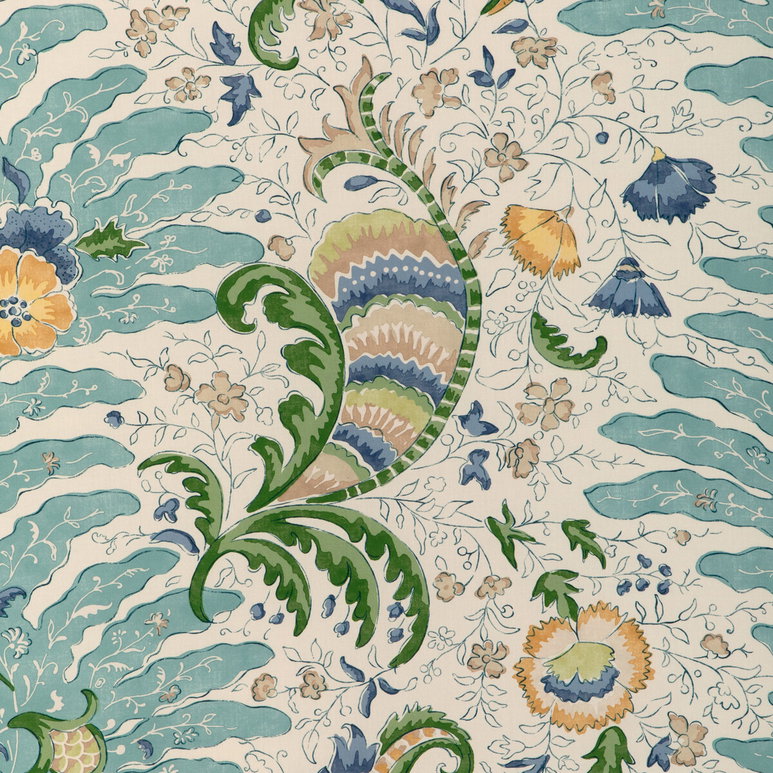 Brunschwig &amp; Fils Riviere Print Aqua Fabric