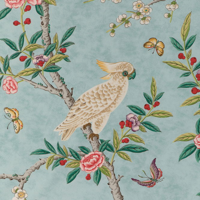 Brunschwig &amp; Fils Kanchou Print Aqua Fabric