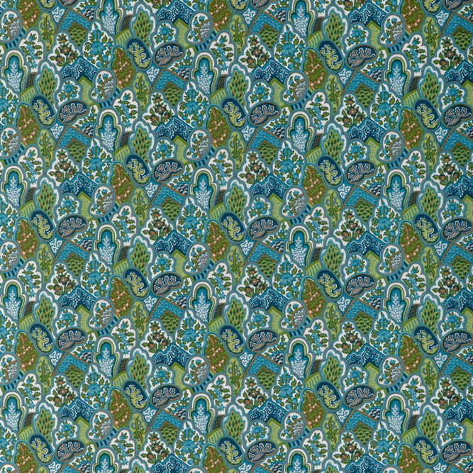 Brunschwig &amp; Fils Villandry Print Aqua Fabric