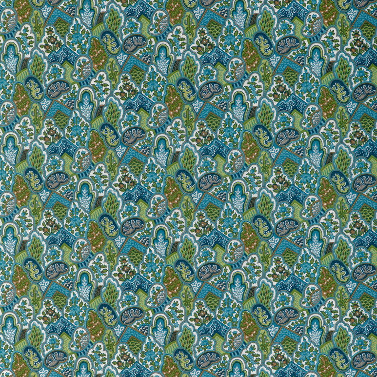 Brunschwig &amp; Fils Villandry Print Aqua Fabric