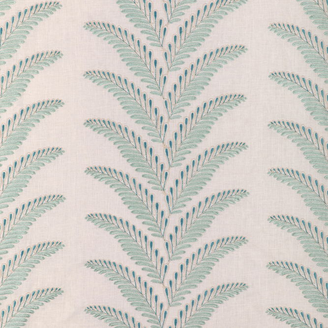 Brunschwig &amp; Fils Fougere Embroidery Aqua Fabric