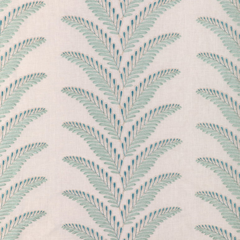 Brunschwig &amp; Fils Fougere Embroidery Aqua Fabric