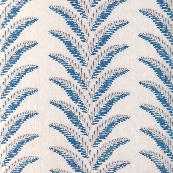 Brunschwig &amp; Fils Fougere Embroidery Blue Fabric