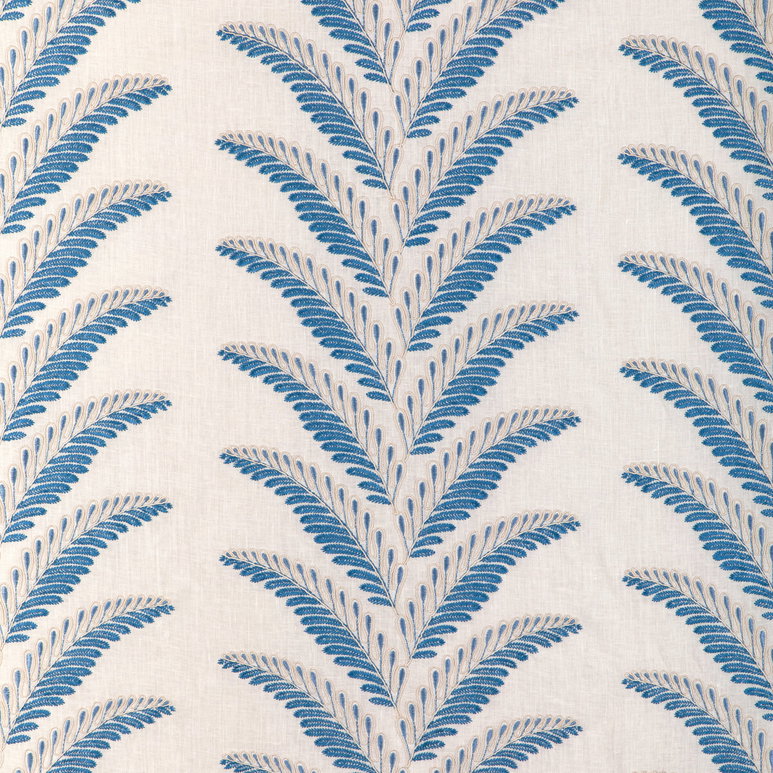 Brunschwig &amp; Fils Fougere Embroidery Blue Fabric