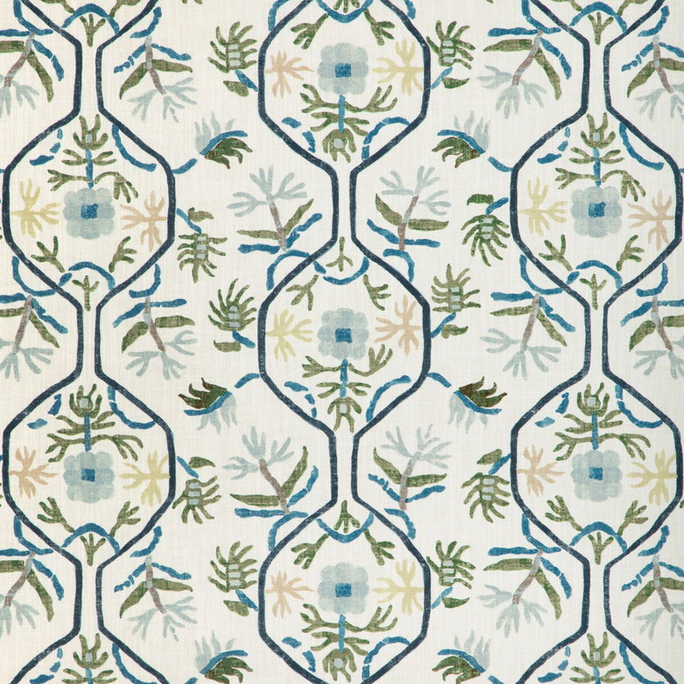 Brunschwig &amp; Fils Le Jasmin Print Marine Fabric