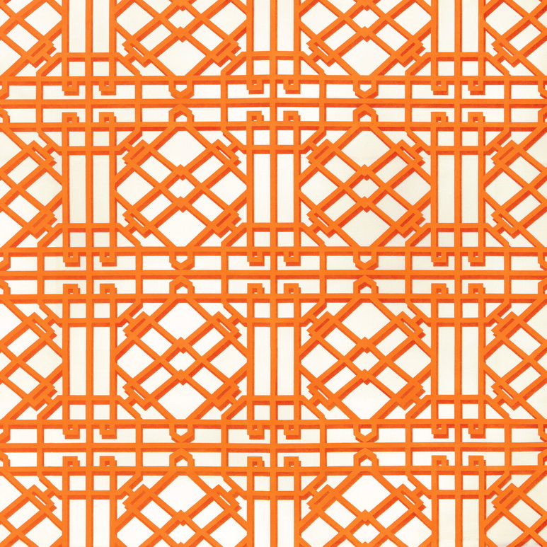 Brunschwig &amp; Fils Pavilion Trellis Orange Fabric