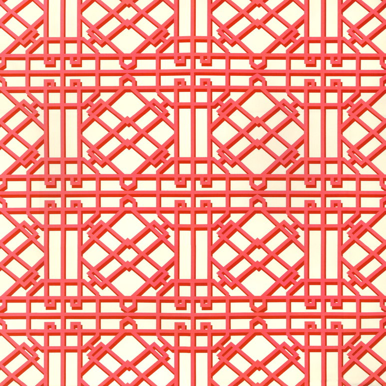 Brunschwig &amp; Fils Pavilion Trellis Red Fabric