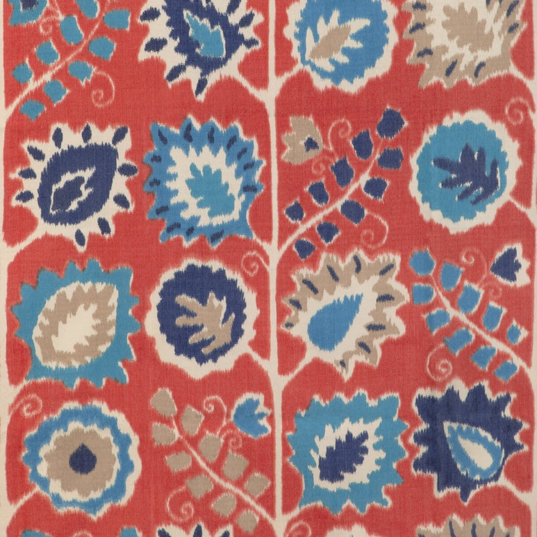 Brunschwig &amp; Fils Rosendal Warp Print Red Fabric