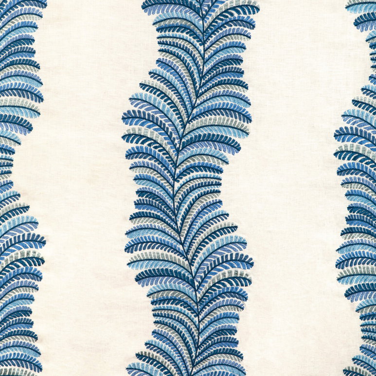 Brunschwig &amp; Fils Rowan Embroidery Blue Fabric