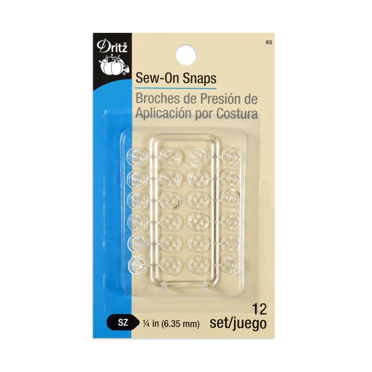 Dritz 12 Clear Sew-On Snaps - 1/4