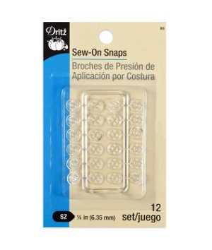 Dritz 12 Clear Sew-On Snaps - 1/4 inch