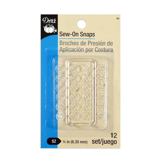 Dritz 12 Clear Sew-On Snaps - 1/4&quot;