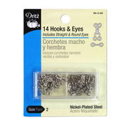 Dritz 14 Nickel Plated Hooks & Eyes - Size 2