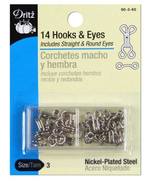 Dritz 14 Nickel Plated Hooks & Eyes - Size 3
