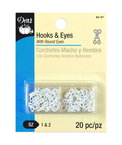 Dritz 20 White Hooks & Eyes - Size 1/2