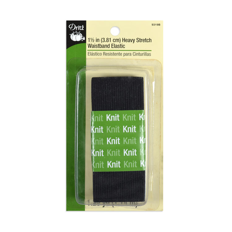 Dritz 1-1/2" Black Heavy Stretch Waistband Elastic - 1-1/4 Yards
