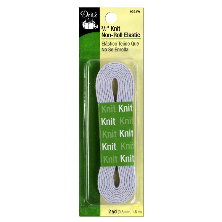 Dritz 3/8" White Knit Non-Roll Elastic - 2 Yards