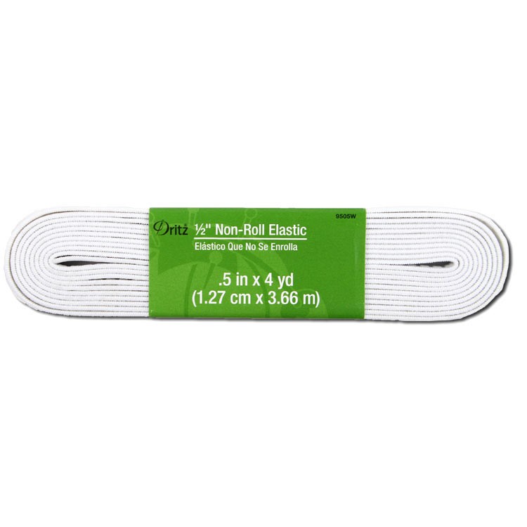 Dritz 1/2" White Woven Non-Roll Elastic - 4 Yards