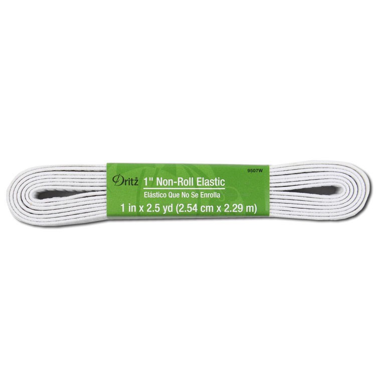 Dritz 1" White Woven Non-Roll Elastic - 2.5 Yards