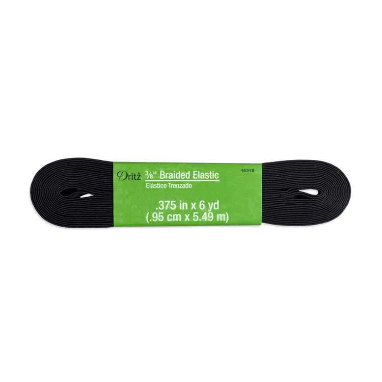 Dritz 3/8" Black Braided Elastic  - 6 Yards