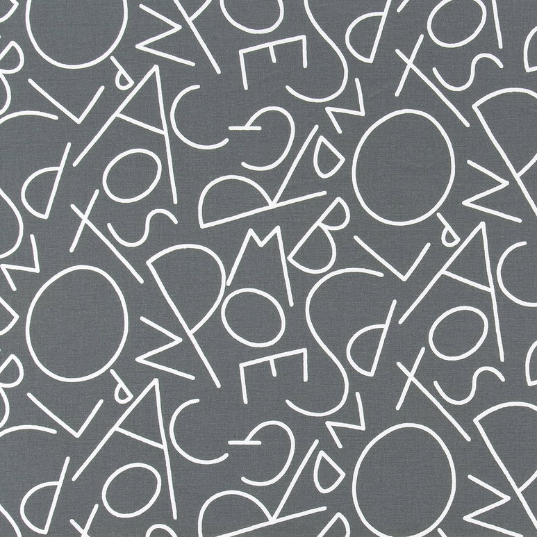 Premier Prints ABC Black Flame/White Canvas Fabric