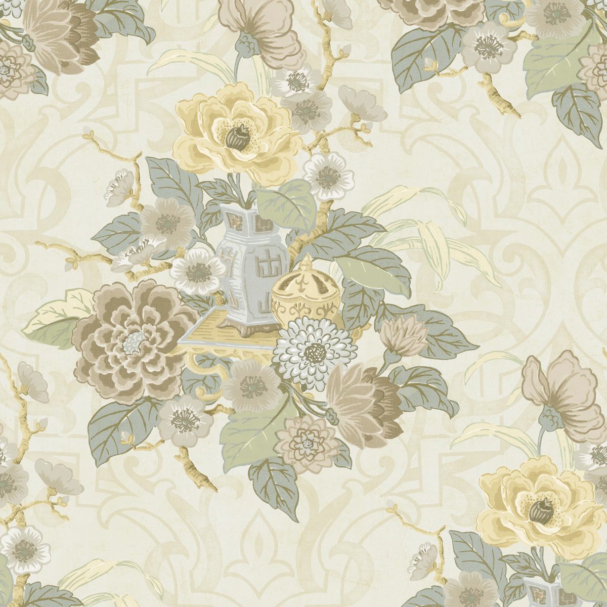 Seabrook Designs Dynasty Floral Metallic Pearl Wallpaper ...