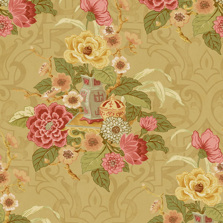 Seabrook Designs Dynasty Floral Metallic Gold Wallpaper