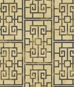 Seabrook Designs Dynasty Lattice Metallic Gold & Ebony Wallpaper