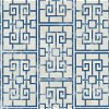 Seabrook Designs Dynasty Lattice Metallic Pearl & Azure Blue Wallpaper - Image 1