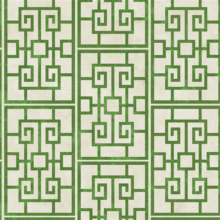 Seabrook Designs Dynasty Lattice Metallic Pearl & Emerald Green Wallpaper