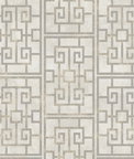 Seabrook Designs Dynasty Lattice Metallic Pearl & Gray Wallpaper