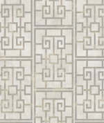 Seabrook Designs Dynasty Lattice Metallic Pearl & Gray Wallpaper
