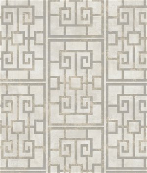 Seabrook Designs Dynasty Lattice Metallic Pearl & Gray Wallpaper