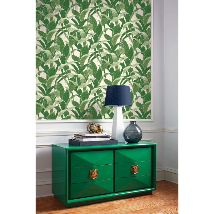 Seabrook Designs Imperial Banana Groves Metallic Pearl &amp; Green Wallpaper image 2 of 2