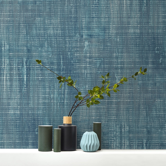 Seabrook Designs Imperial Linen Azure Blue Wallpaper image 2 of 2