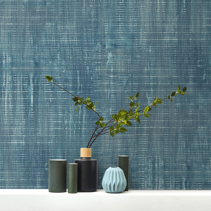 Seabrook Designs Imperial Linen Azure Blue Wallpaper image 2 of 2