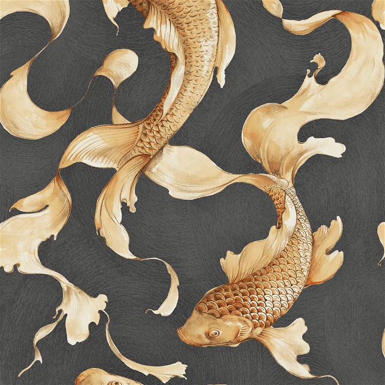 Seabrook Designs Koi Fish Metallic Gold & Ebony Wallpaper