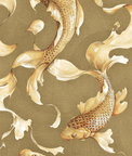 Seabrook Designs Koi Fish Metallic Gold & Toffee Wallpaper