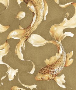 Seabrook Designs Koi Fish Metallic Gold & Toffee Wallpaper