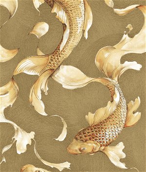 Seabrook Designs Koi Fish Metallic Gold & Toffee Wallpaper
