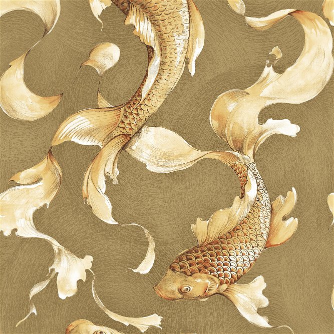 Seabrook Designs Koi Fish Metallic Gold &amp; Toffee Wallpaper