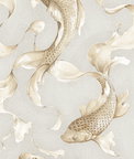 Seabrook Designs Koi Fish Gold & Gray Wallpaper