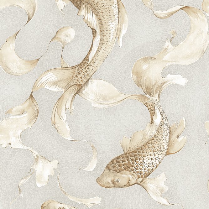 Seabrook Designs Koi Fish Gold &amp; Gray Wallpaper