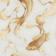 Seabrook Designs Koi Fish Metallic Gold & Off-White Wallpaper