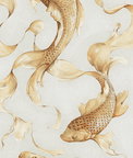 Seabrook Designs Koi Fish Metallic Gold & Off-White Wallpaper