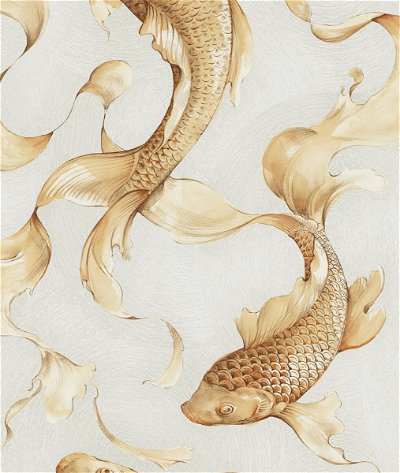Seabrook Designs Koi Fish Metallic Gold & Off-White Wallpaper