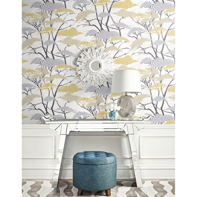 Seabrook Designs Confucius Tree Metallic Gold &amp; Silver Wallpaper image 2 of 2