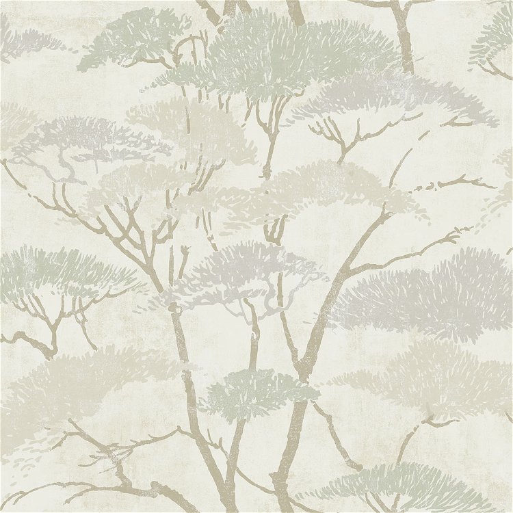 Seabrook Designs Confucius Tree Silver & Pearl Wallpaper